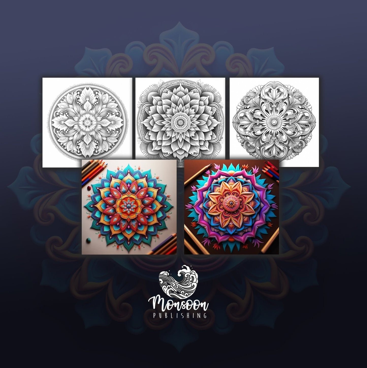 3D Mandalas Coloring Book Grayscale (Digital) - Monsoon Publishing USA