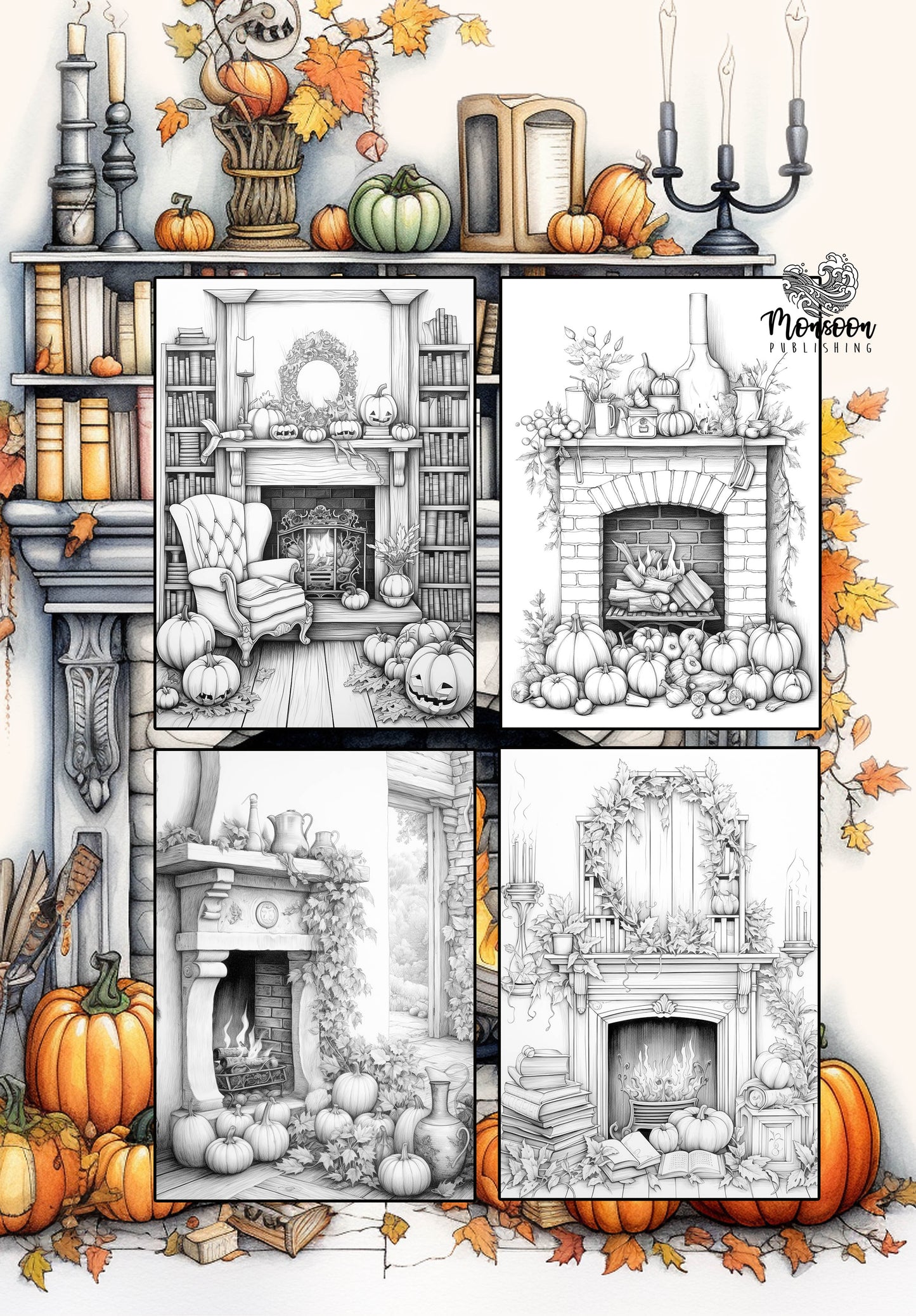 Autumn Fireplaces Coloring Book (Printbook)