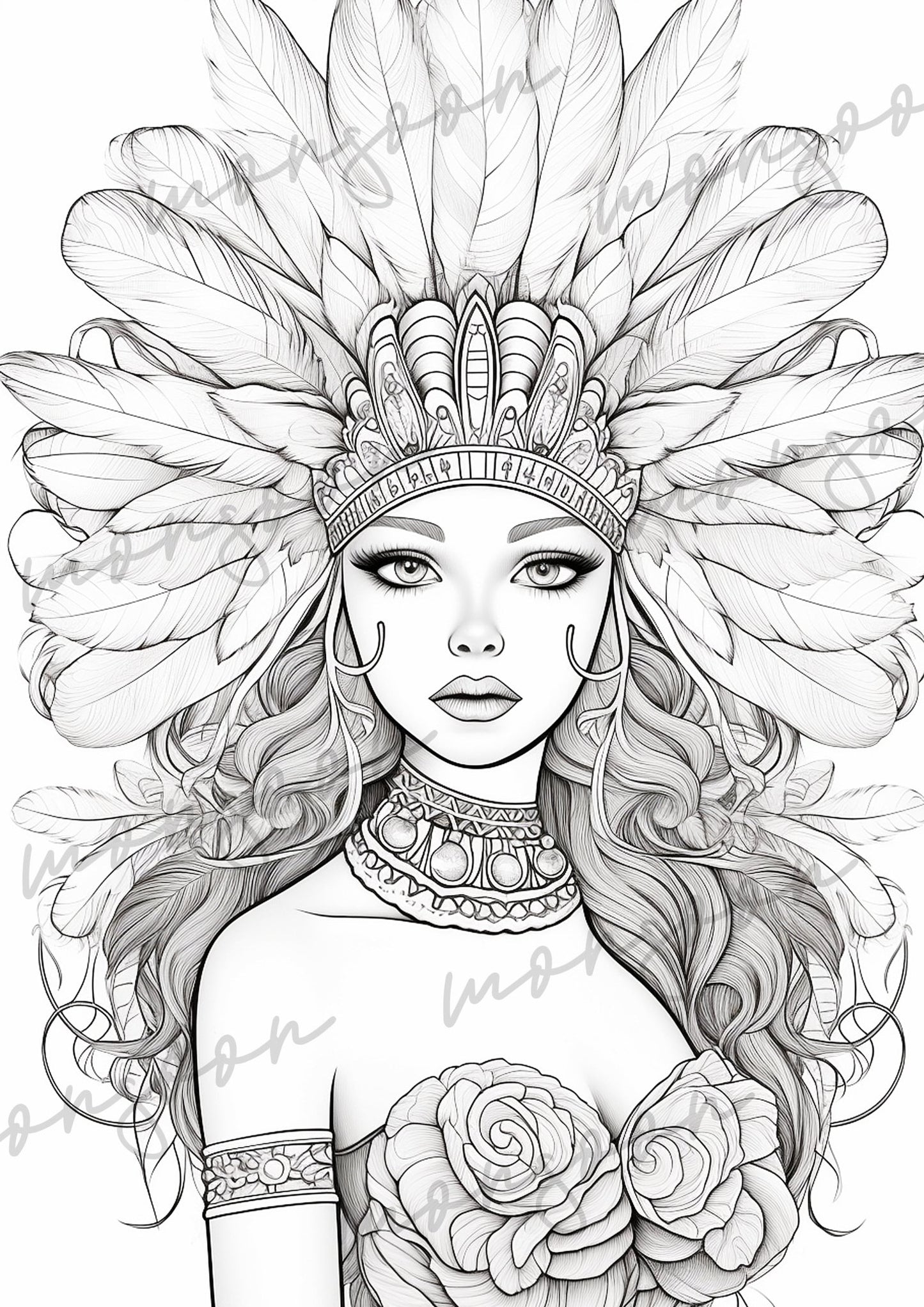Brazilian Carnival Coloring Book Grayscale (Digital) - Monsoon Publishing USA