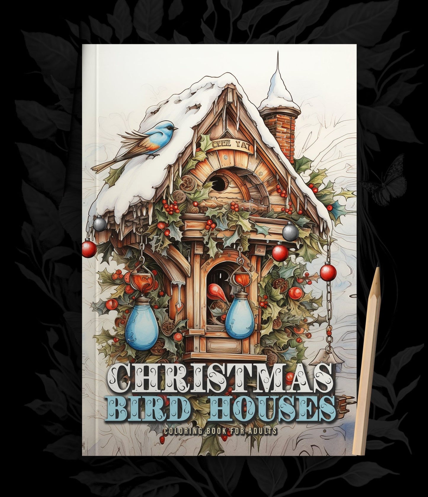 Christmas Bird Houses Coloring Book Grayscale (Printbook) - Monsoon Publishing USA