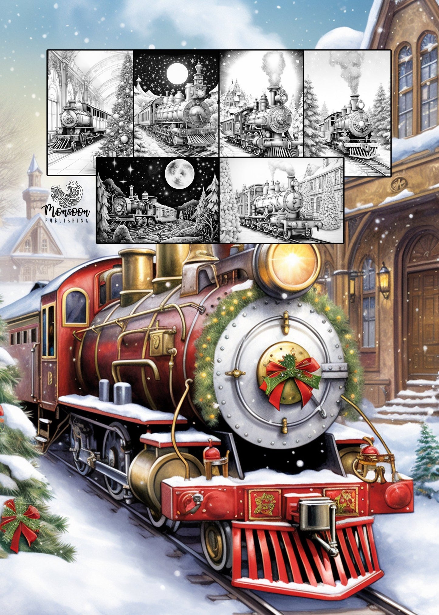 Christmas Trains Coloring Book (Printbook) - Monsoon Publishing USA