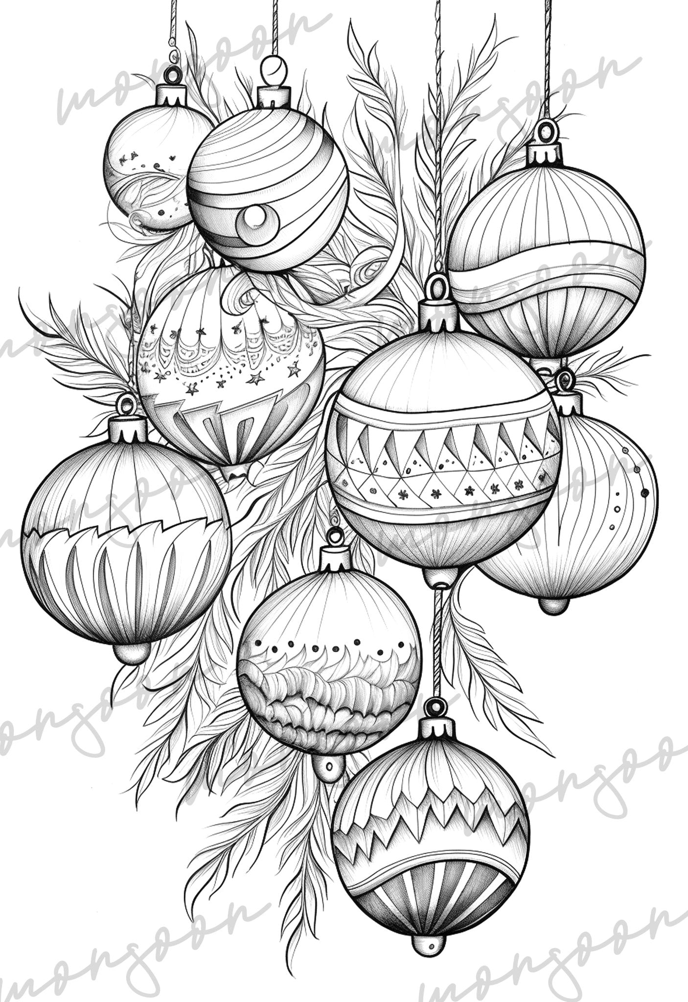 Christmas Tree Balls Coloring Book for Adults (Printbook) - Monsoon Publishing USA