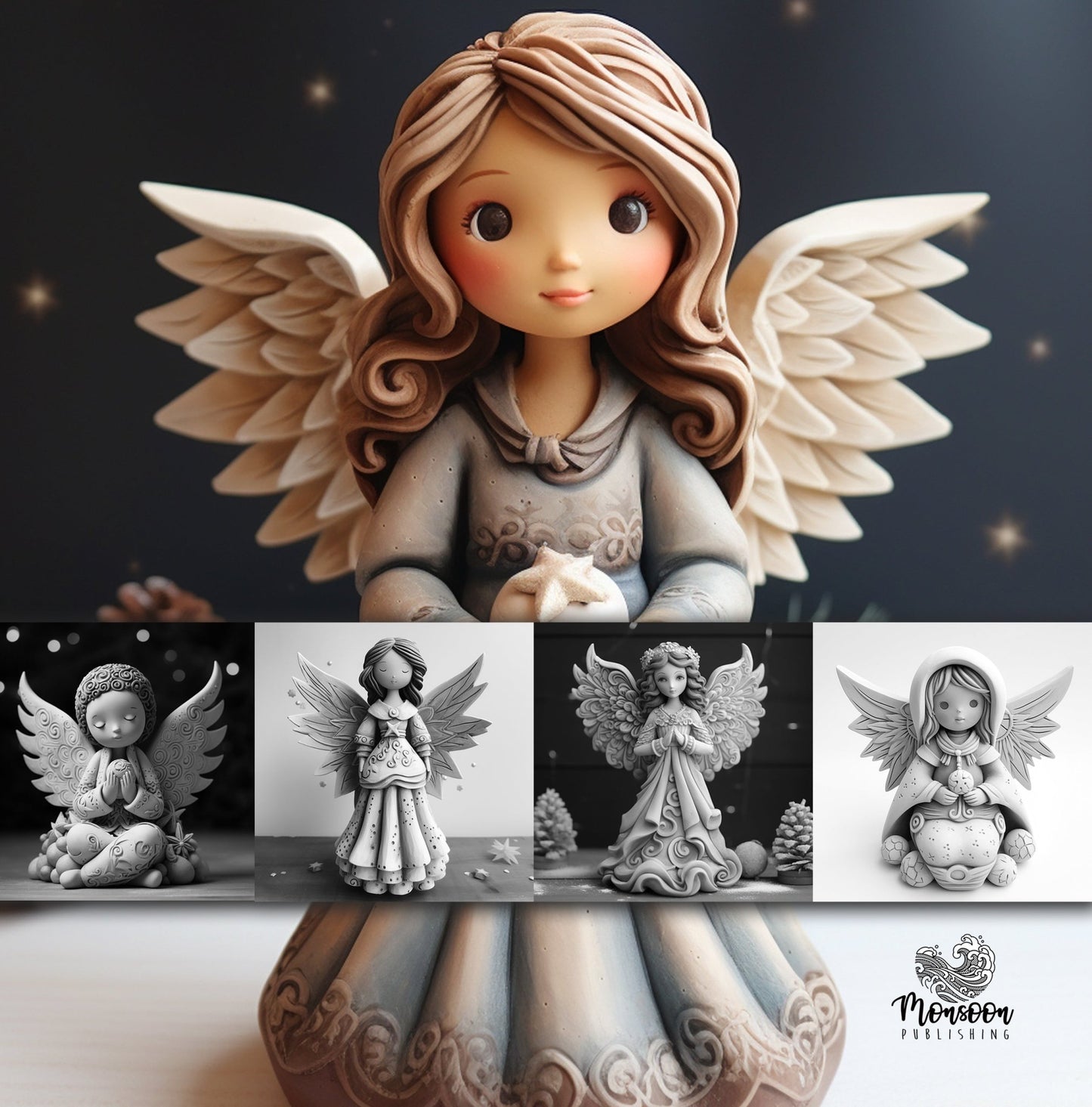 Clay Christmas Angels Coloring Book (Printbook) - Monsoon Publishing USA