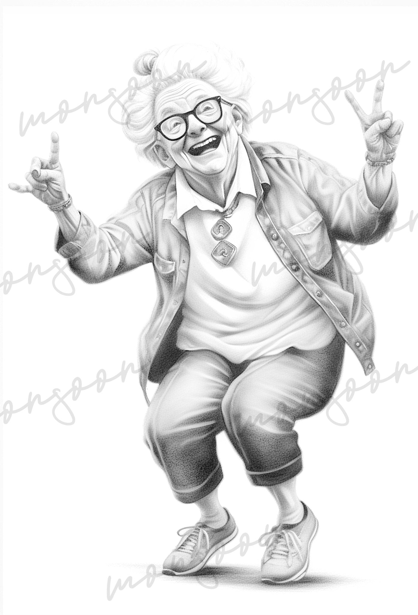 Crazy Grandma Coloring Book Graysale 2 (Digital) - Monsoon Publishing USA