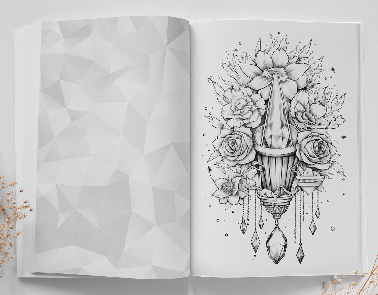 Crystals Coloring Book Grayscale (Digital) - Monsoon Publishing USA