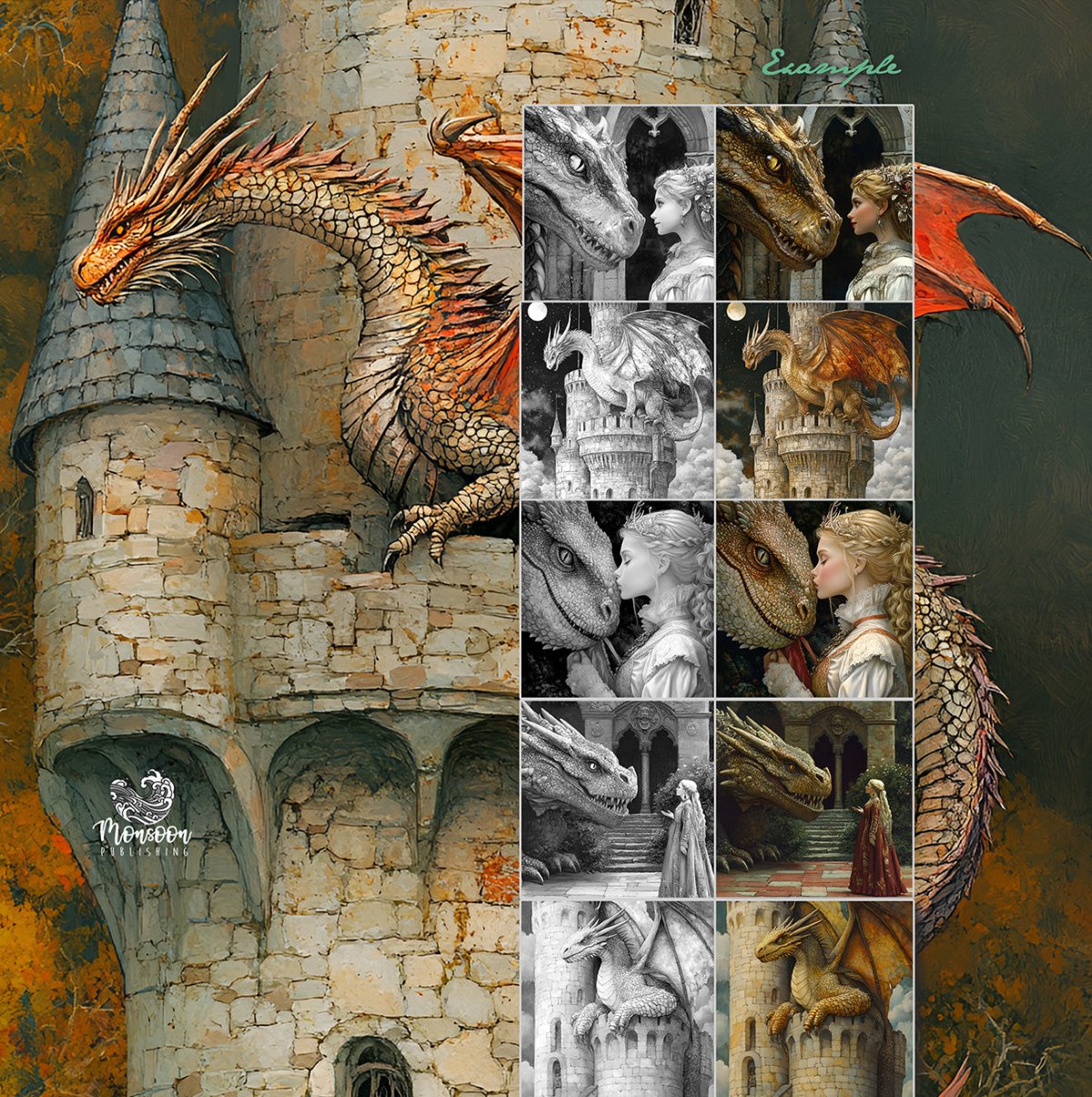 dragons coloring book monsoon publishing usa