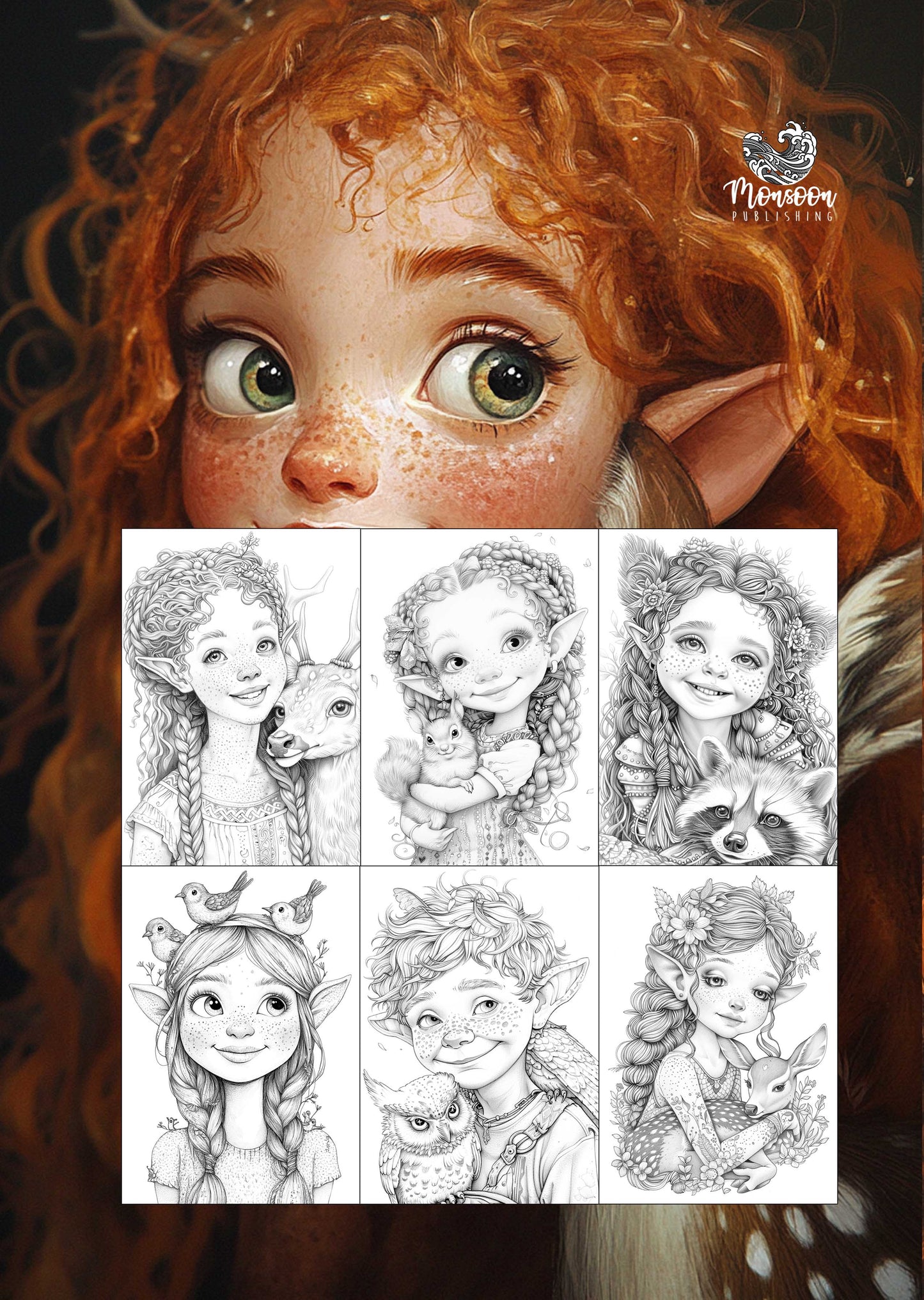 elves coloring book forest animals monsoon publishing