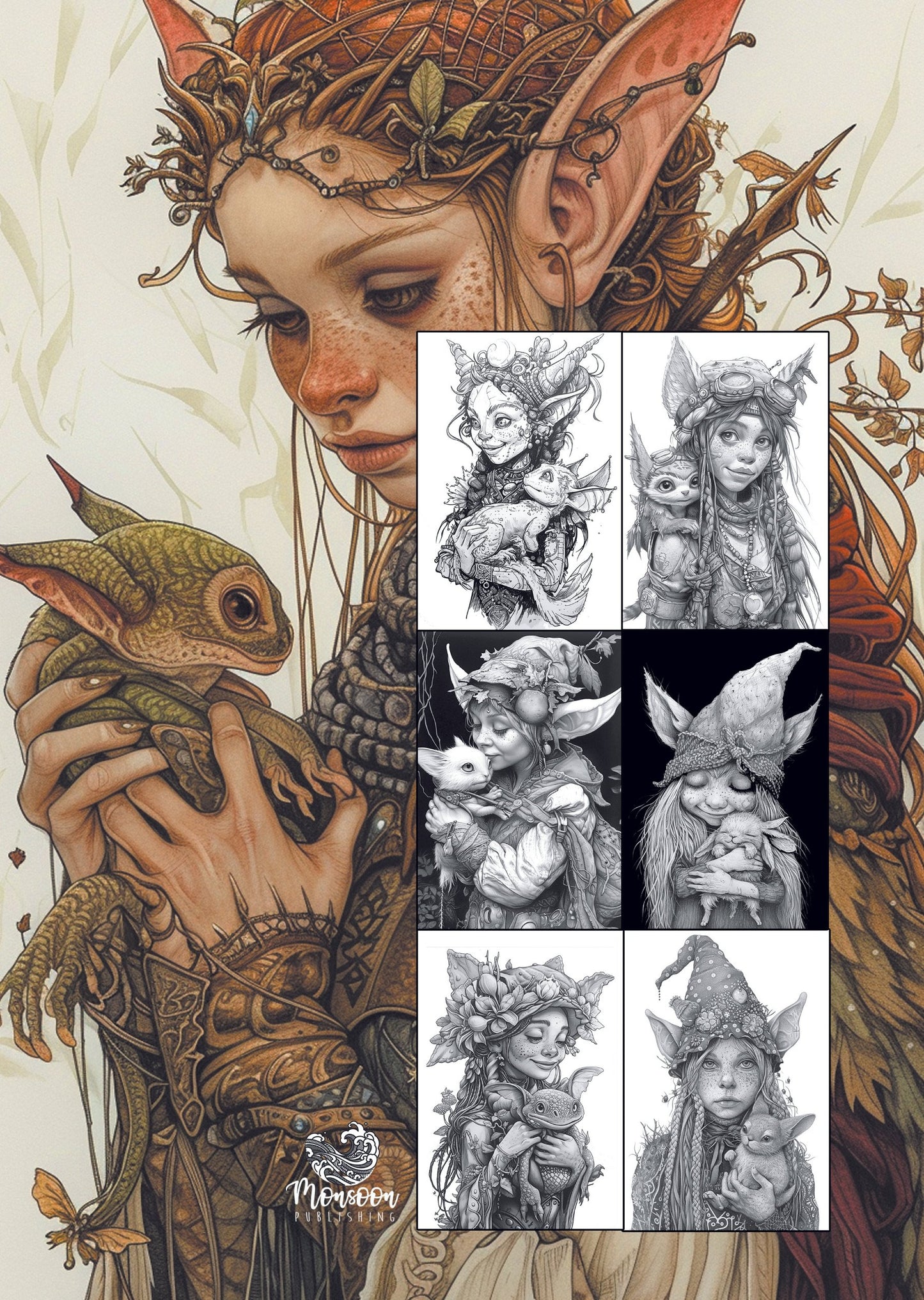 elves pets coloring book monsoon publishing