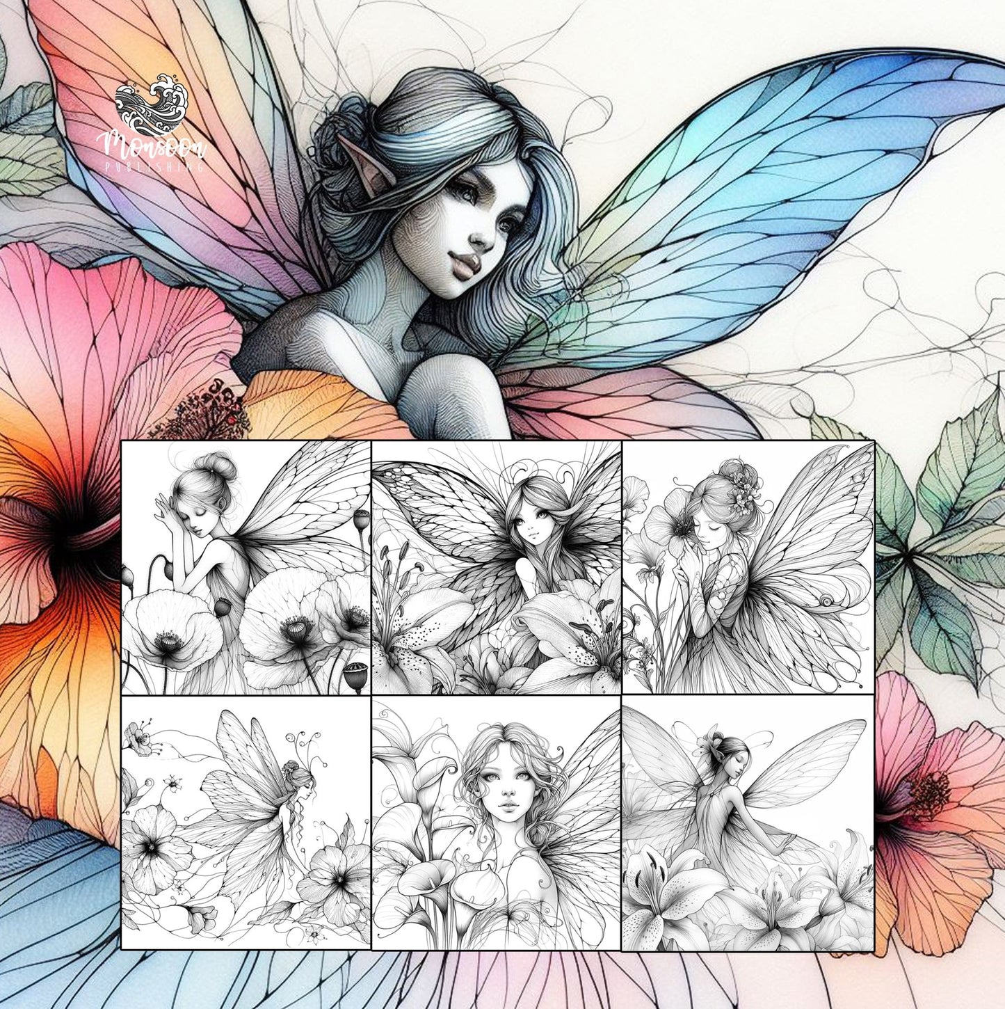 Flower Fairies Coloring Book Grayscale (Digital) - Monsoon Publishing USA