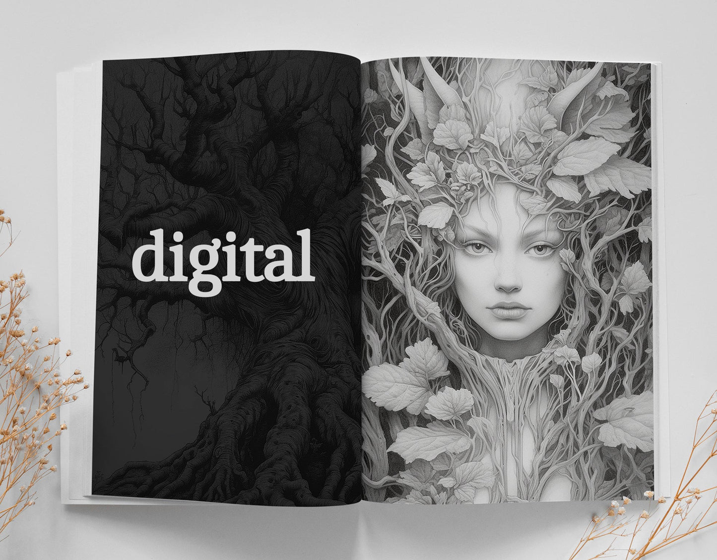 Forest Elves Coloring Book Grayscale (Digital) - Monsoon Publishing USA