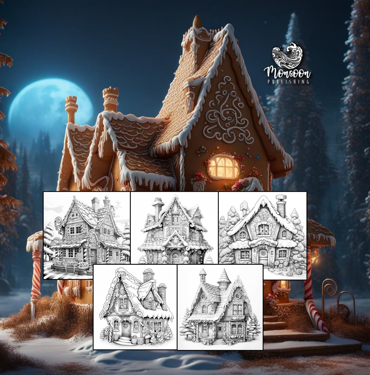 Gingerbread Houses Coloring Book for Adults (Printbook) - Monsoon Publishing USA