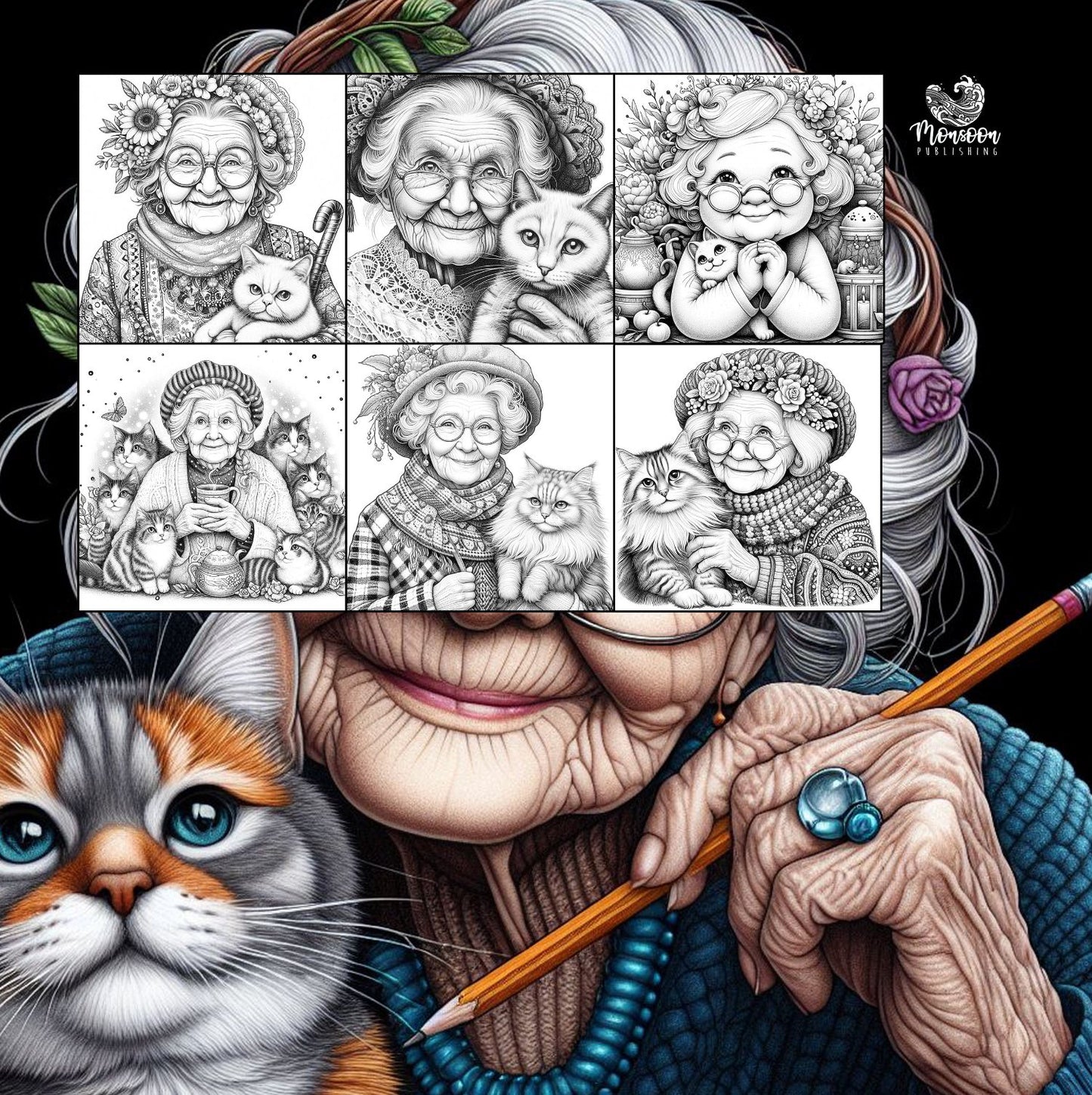 grandma cats coloring book monsoon publishing