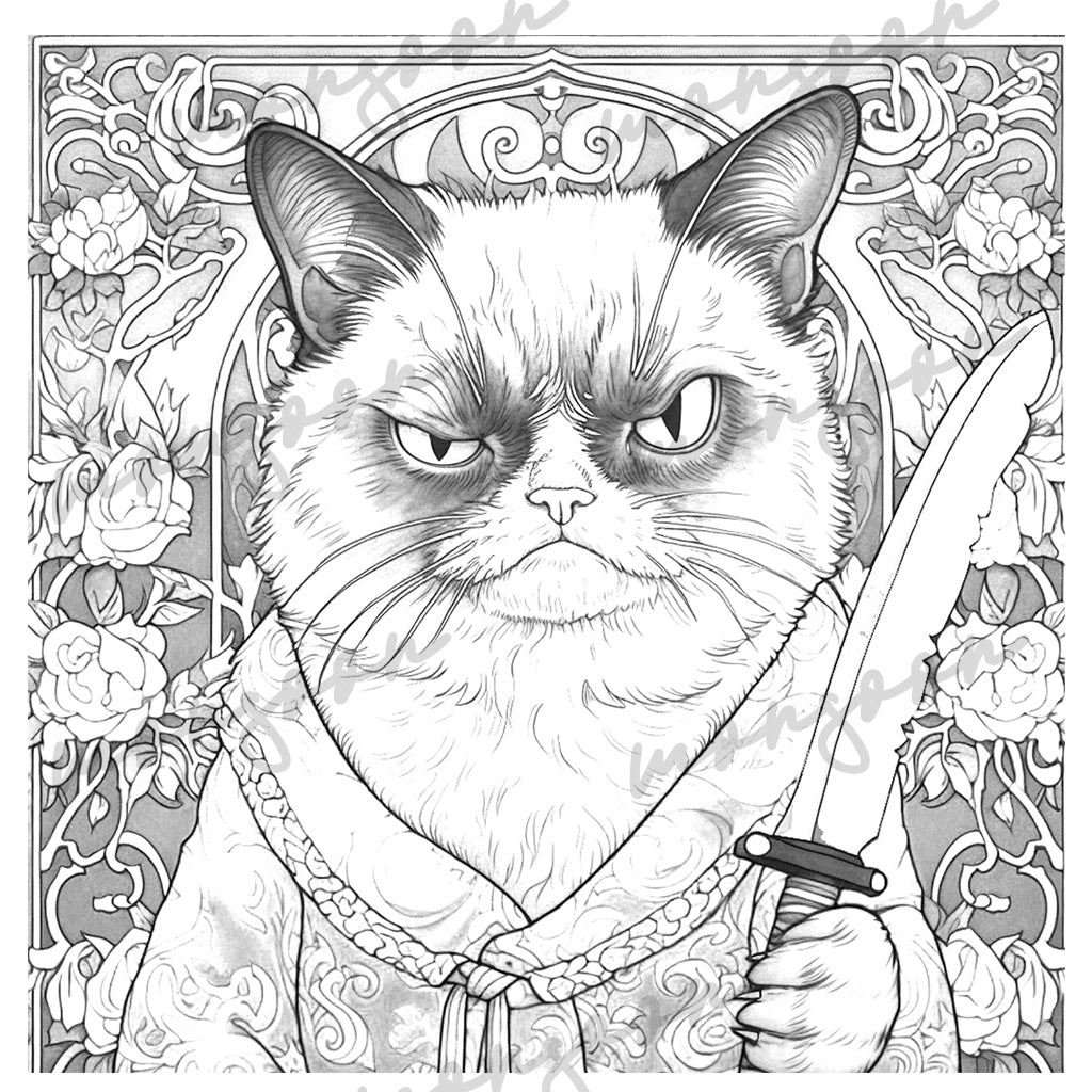 Grumpy Cats Coloring Book Grayscale (Printbook) - Monsoon Publishing USA