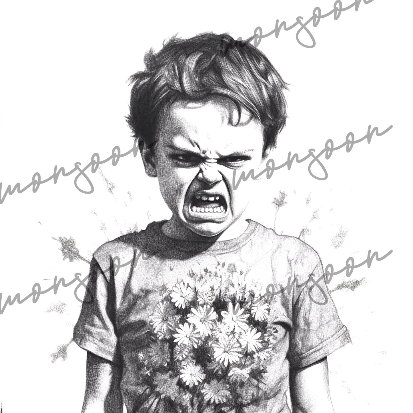 Grumpy Kids Coloring Book Grayscale (Printbook) - Monsoon Publishing USA