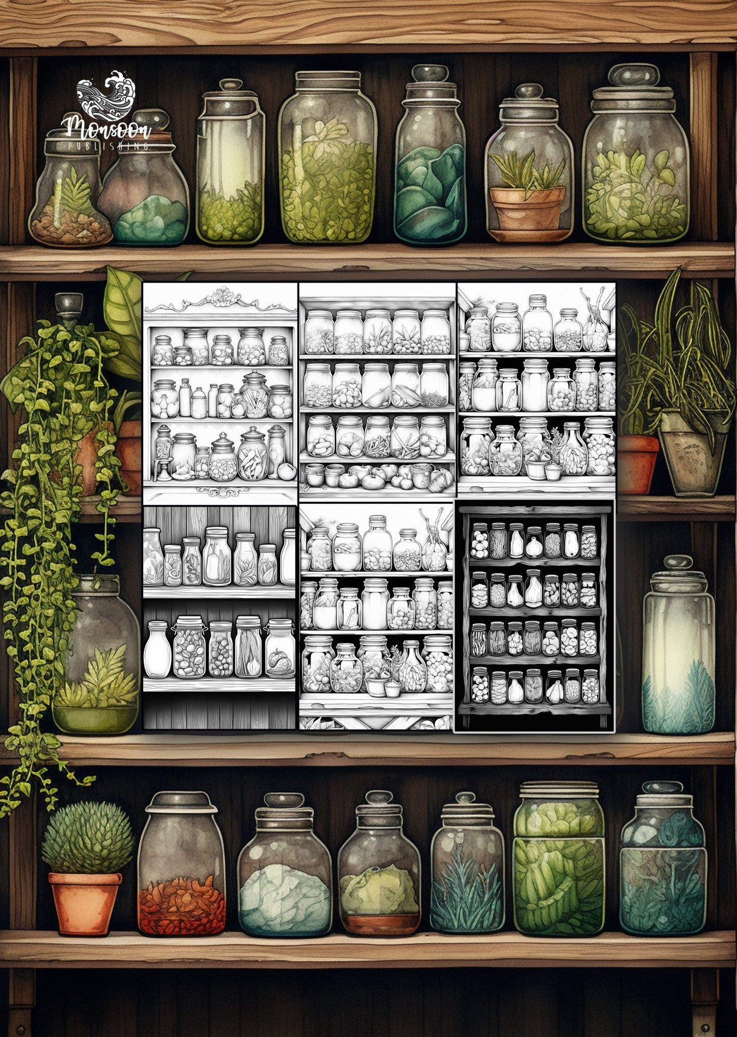Jars in Shelves Coloring Book (Printbook) - Monsoon Publishing USA