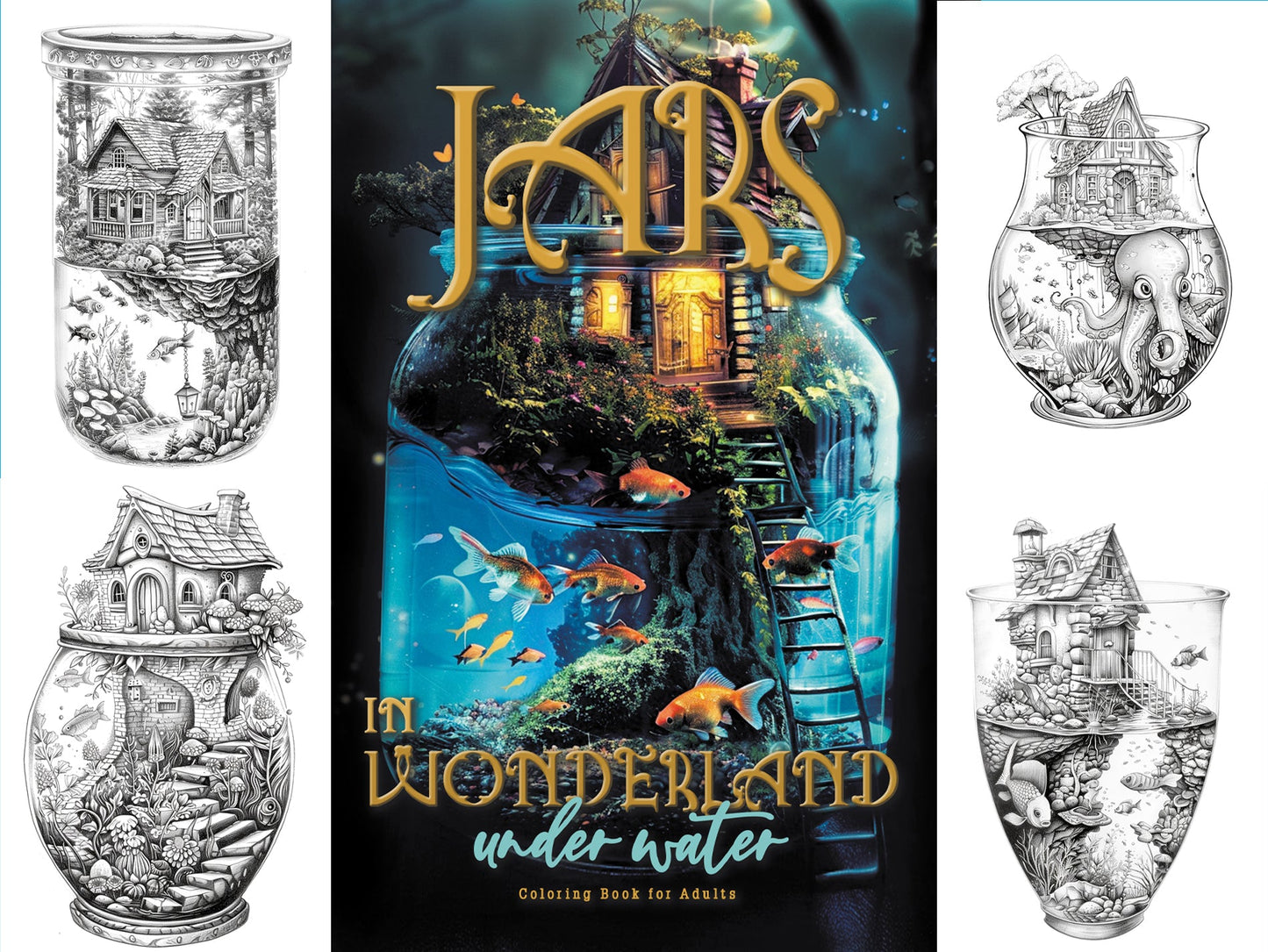 Jars in Wonderland under Water Coloring Book (Printbook) - Monsoon Publishing USA