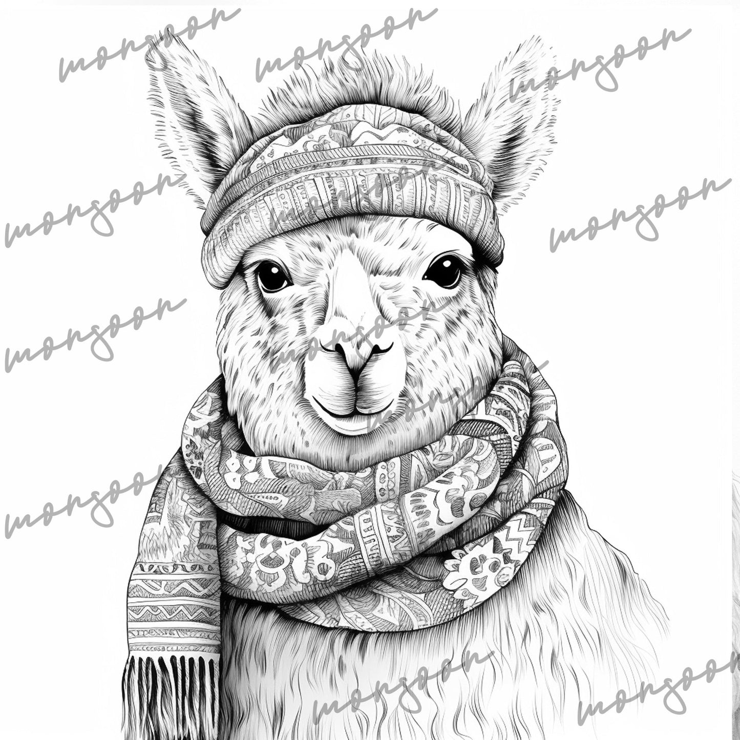Lama Coloring Book for Adults Grayscale (Printbook) - Monsoon Publishing USA