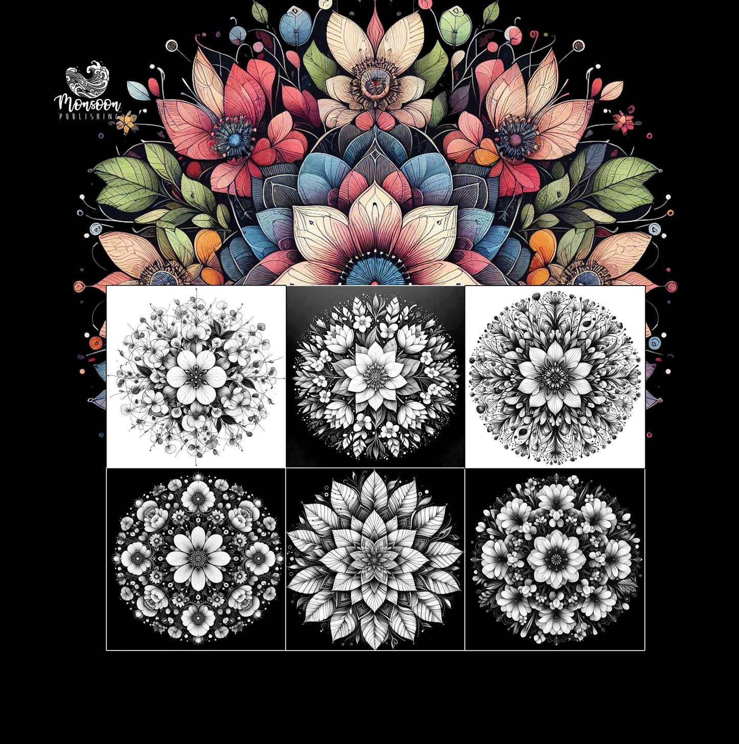 mandala flowers coloring book monsoon publishing