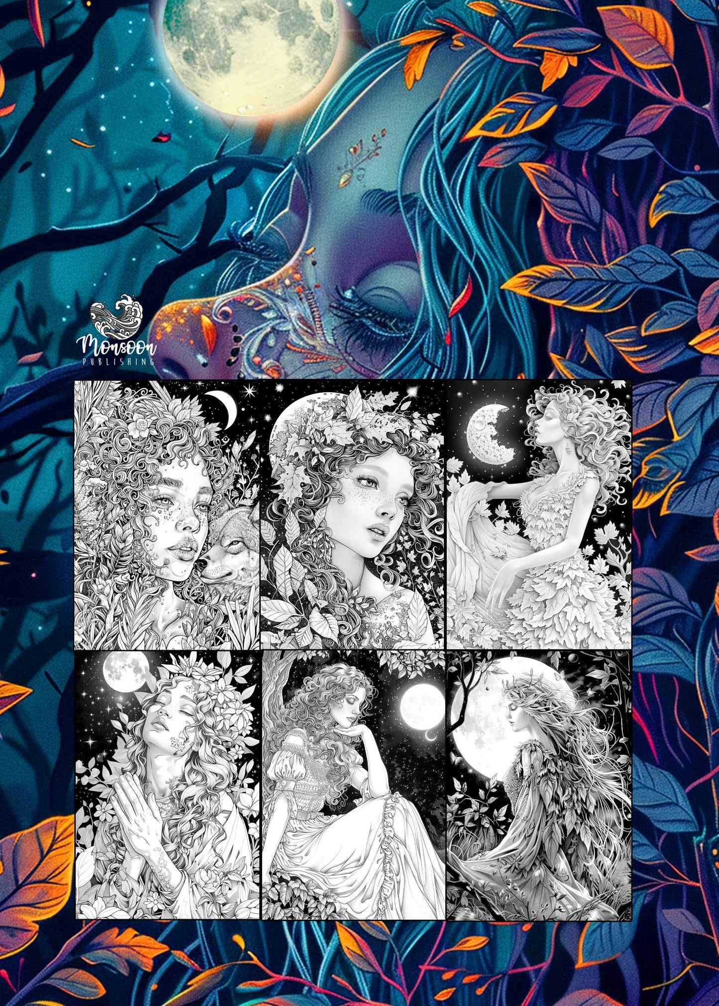 moon maiden esoteric celestial coloring book monsoon publishing