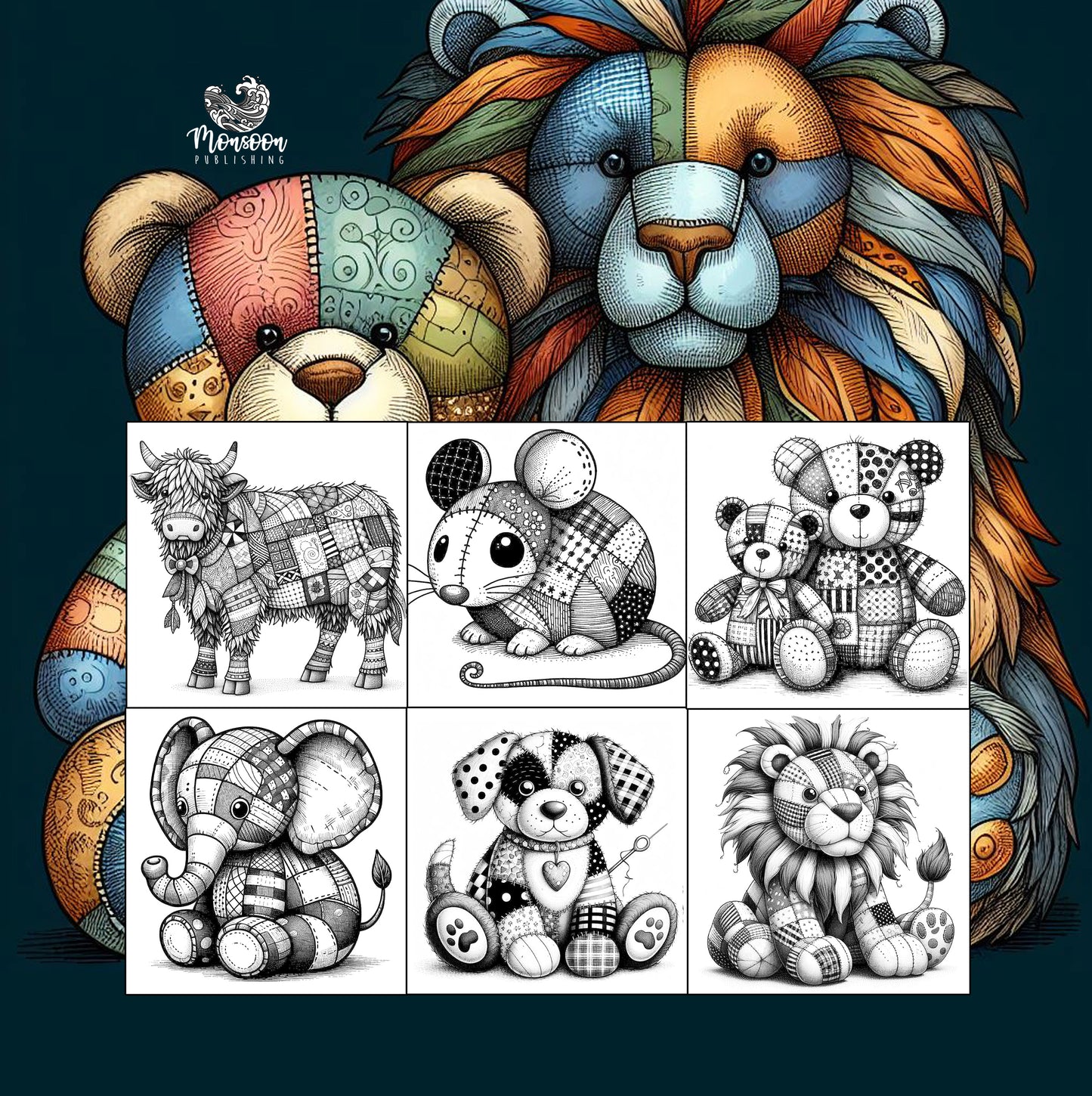Patchwork Animals Coloring Book (Digital)