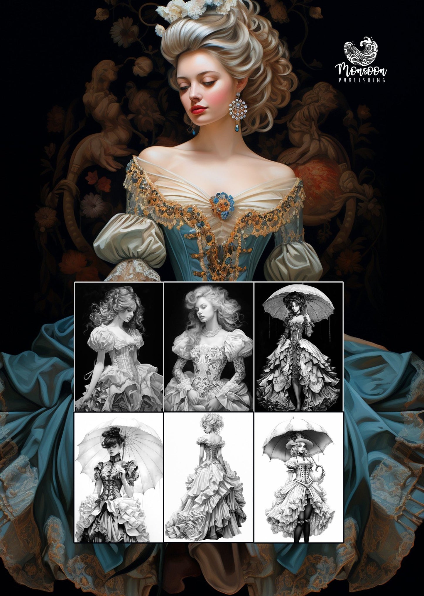 Rococo Dresses Coloring Book (Printbook) - Monsoon Publishing USA