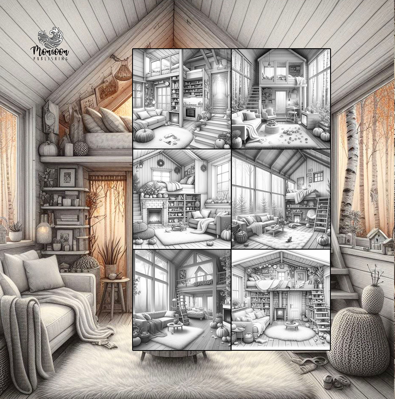 tiny house coloring book autumn monsoon publishing