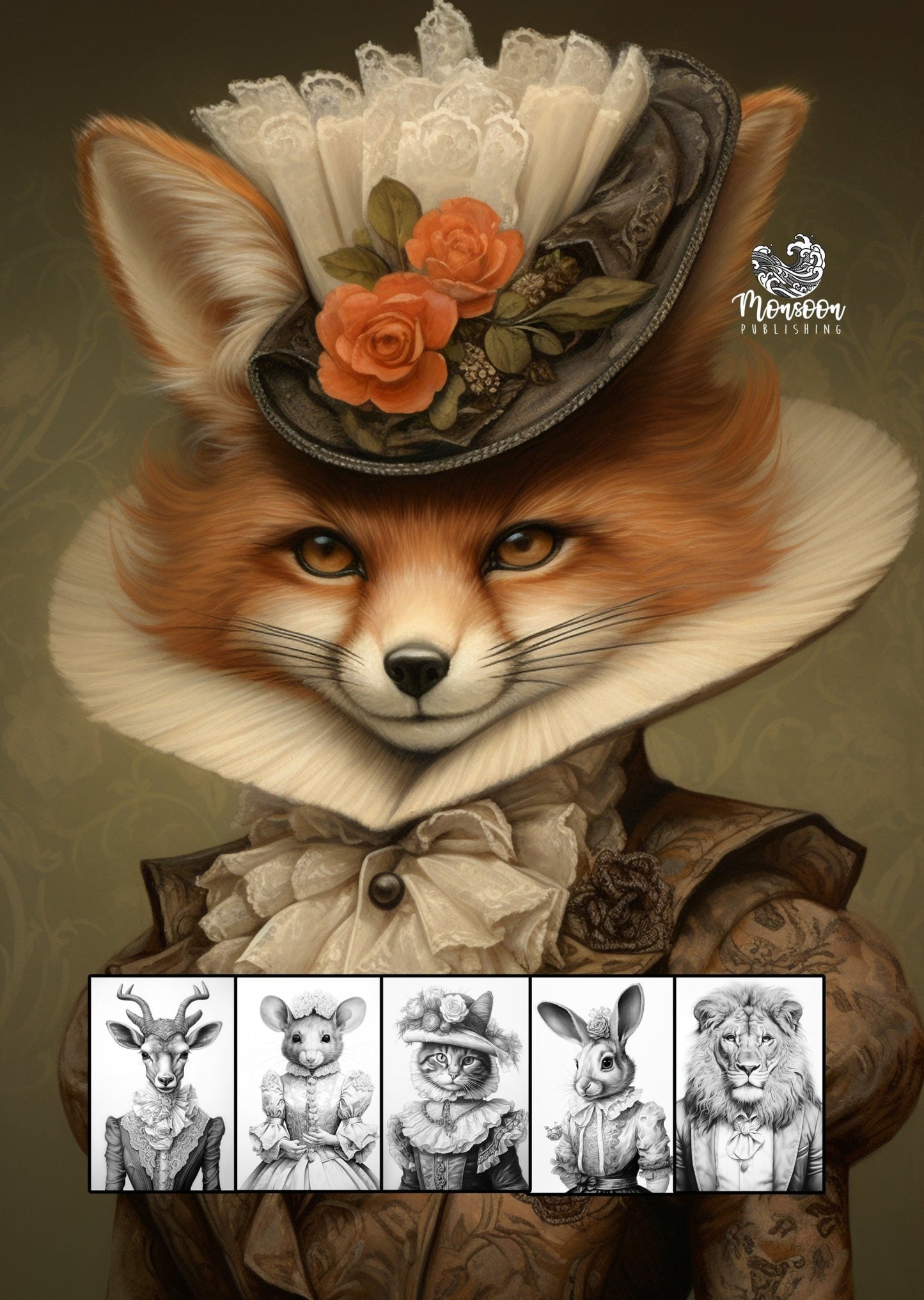 Victorian Animals Coloring Book Grayscale (Digital) - Monsoon Publishing USA