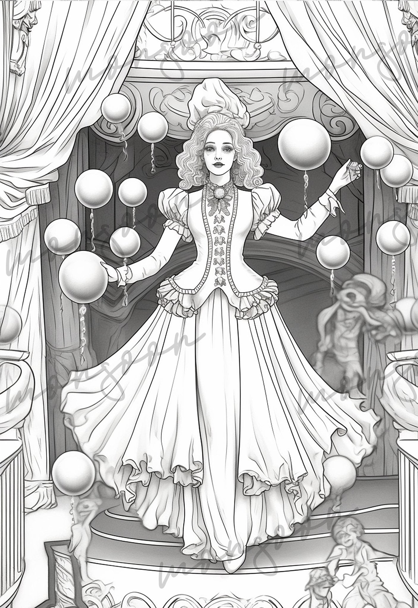 Victorian Circus Coloring Book Grayscale (Printbook) - Monsoon Publishing USA