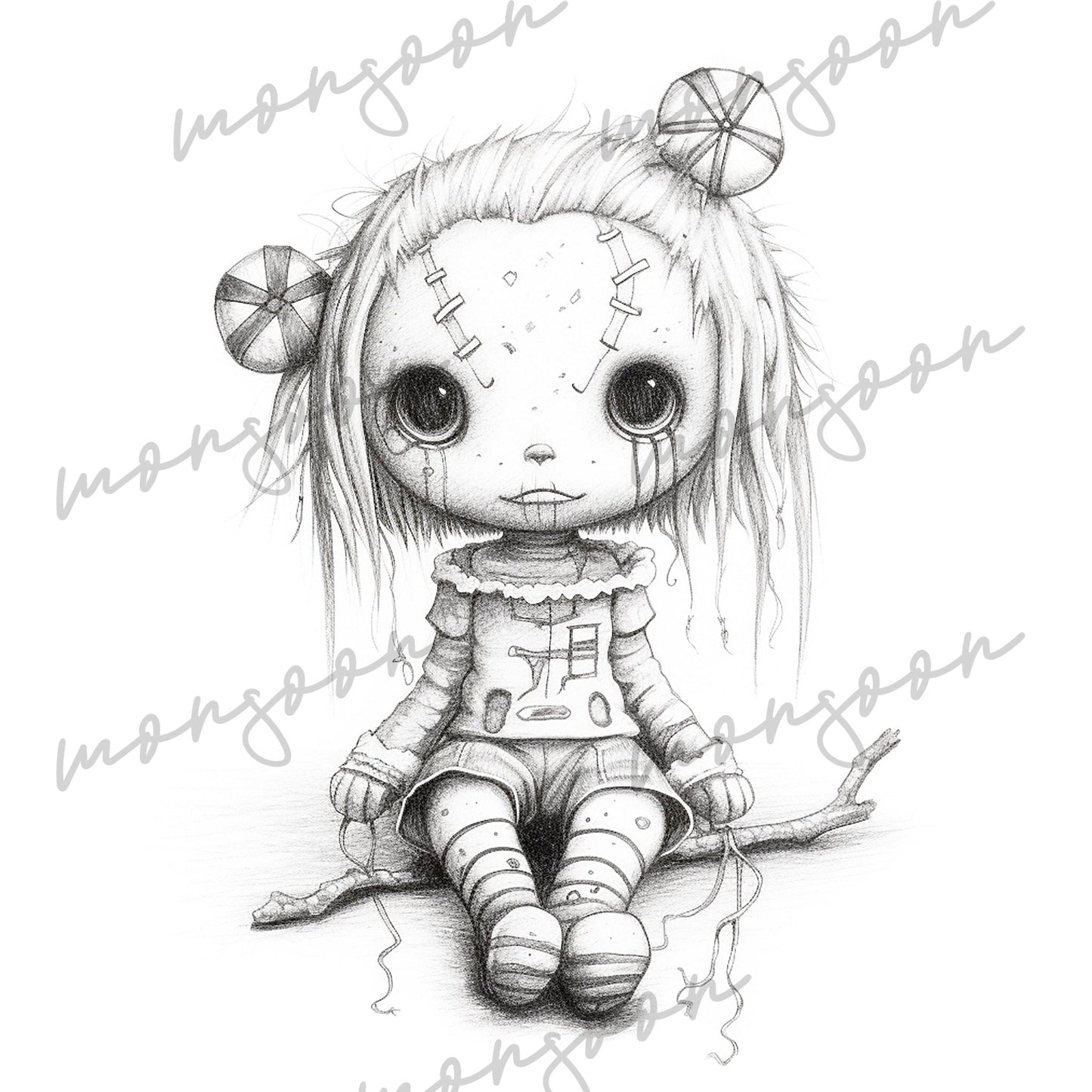 Voodoo Dolls Grayscale Coloring Book (Digital) - Monsoon Publishing USA