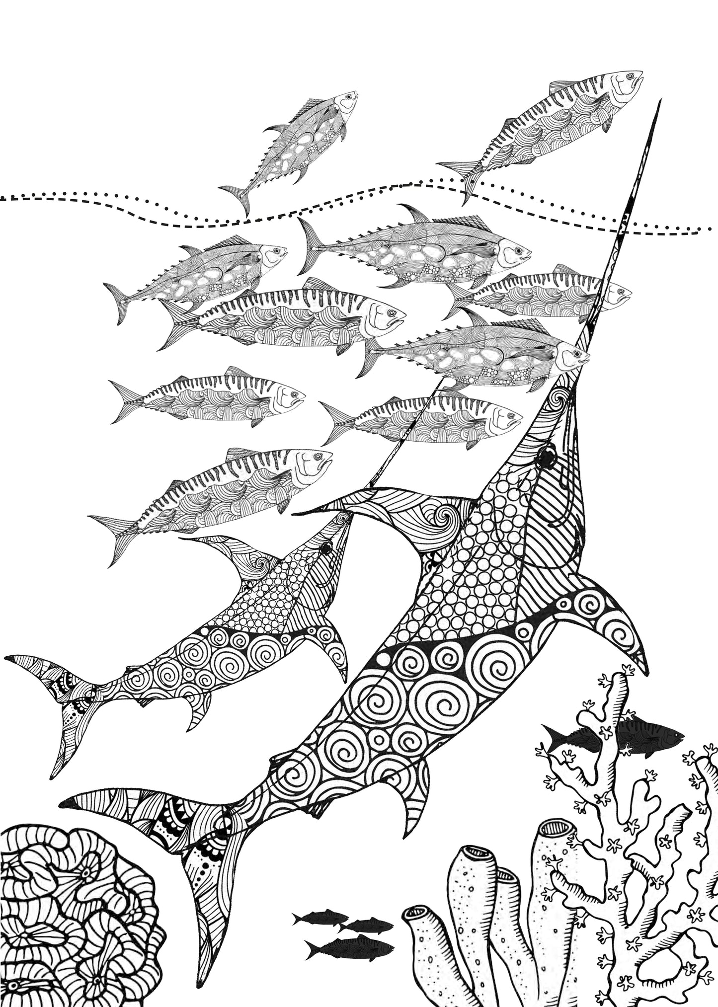 wild ocean coloring book for adults