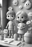3d grayscale coloring book for kids printable