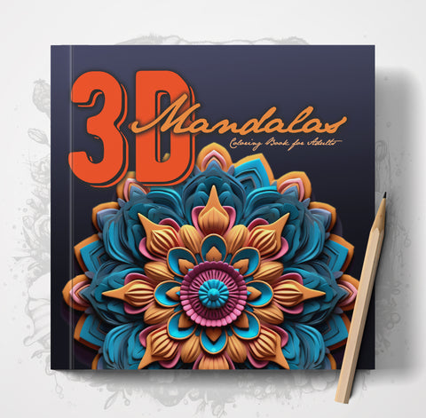 สมุดระบายสี 3D Mandalas ระดับสีเทา (สมุดพิมพ์)