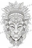 Native Masks Grayscale Coloring Book (Digital)