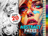 Abstract Faces Grayscale Coloring Book (Digital)