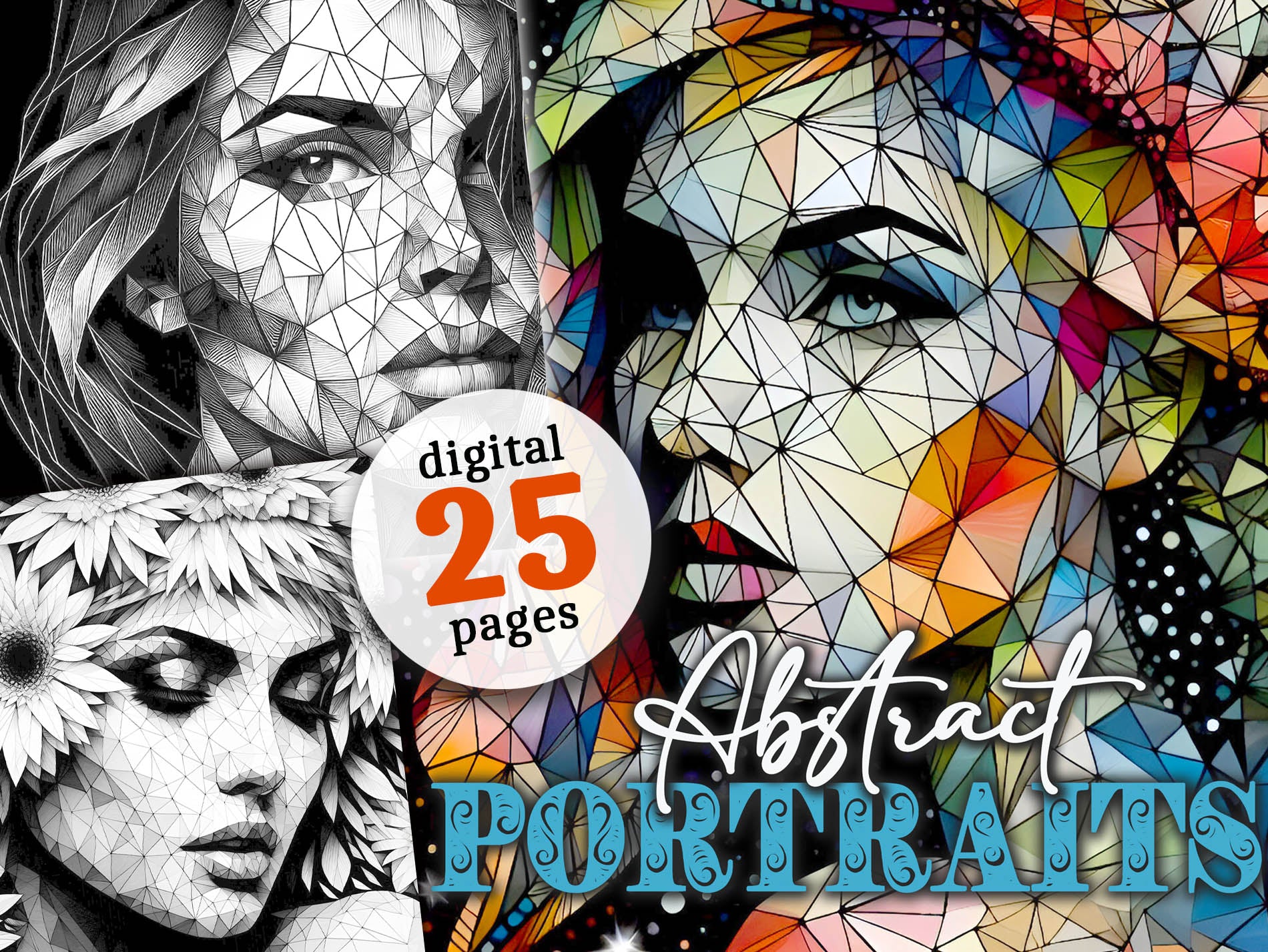 Potraits Using Abstract Colour Abstract Portraits Coloring Book (Digital) – Monsoon Publishing USA