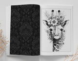 Flowers and Animals Grayscale Coloring Book (Printbook)