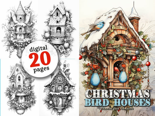 Christmas Bird Houses Coloring Book printable Monsoon Publishing USA