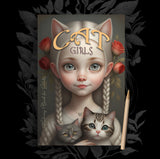 Catgirls Grayscale Coloring Book (Digital)