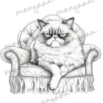 Grumpy Cats Grayscale Coloring Book (Printbook)