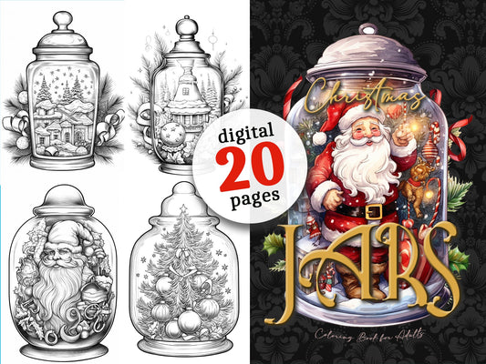 Christmas Jars Coloring Book Grayscale (Digital) - Monsoon Publishing USA
