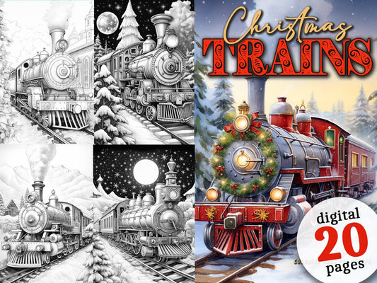 Christmas Trains Coloring pages Monsoon Publishing USA