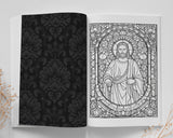 Stain Glass Windows Bible Grayscale Coloring Book (Printbook)