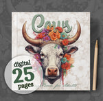 Cows Grayscale Coloring Book (Digital)