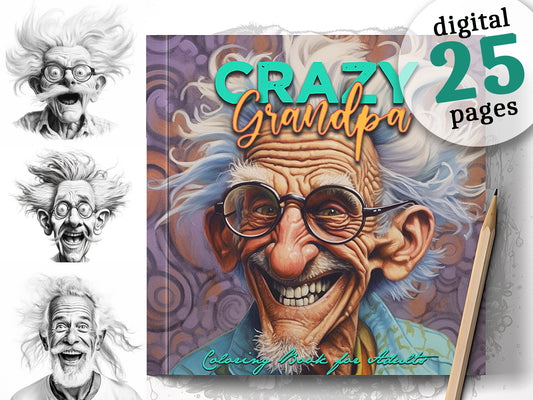 Crazy Grandpas Coloring Book Grayscale (Digital) - Monsoon Publishing USA