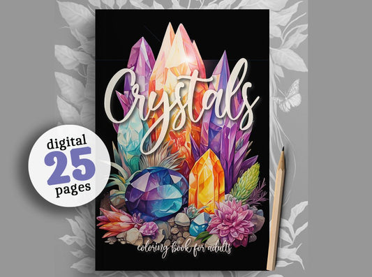 Crystals Coloring Book Grayscale (Digital) - Monsoon Publishing USA