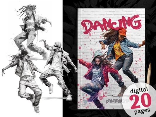 Dancing Coloring Book Grayscale (Digital) - Monsoon Publishing USA