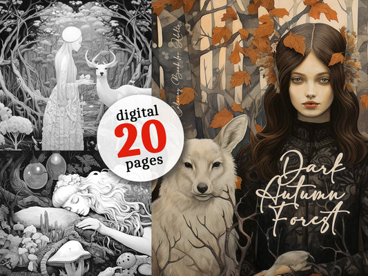 Dark Autumn Forest Coloring Book (Digital) - Monsoon Publishing USA