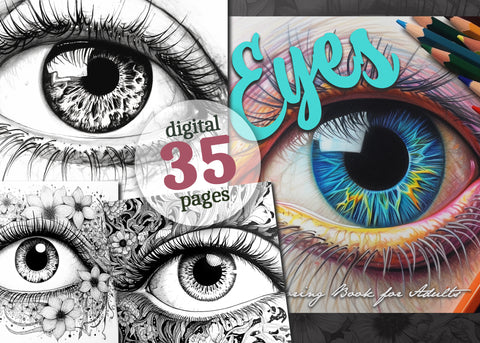 Eyes Grayscale Coloring Book (Digital)