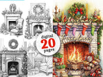 Christmas Fireplaces Coloring Book for Adults (Digital)