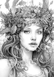 Forest Goddess Grayscale Coloring Book (Printbook)